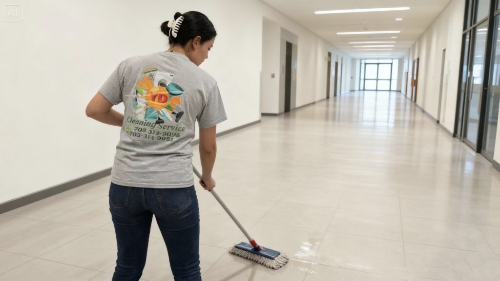 Regular floor maintenance cleaning